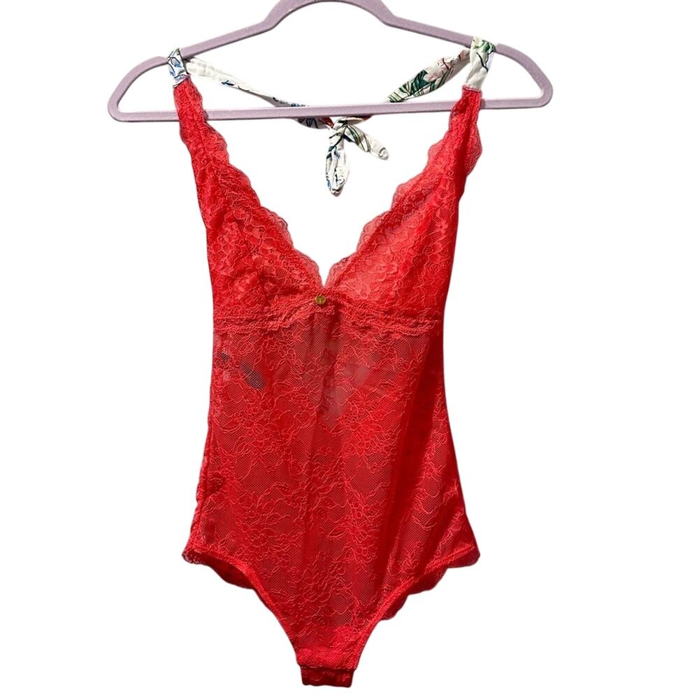 Sam Edelman Lace Halter Bodysuit Size Small ted lace floral strap small